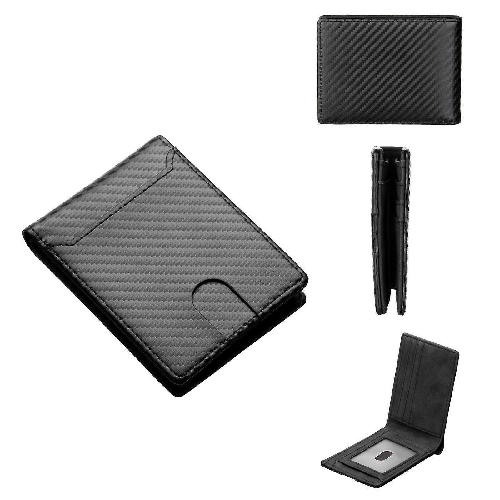 Baellerry D5125 Carbon Fiber Pattern Short Men Wallet Multi-Card Holder Minimalist Bi-Fold Card Case