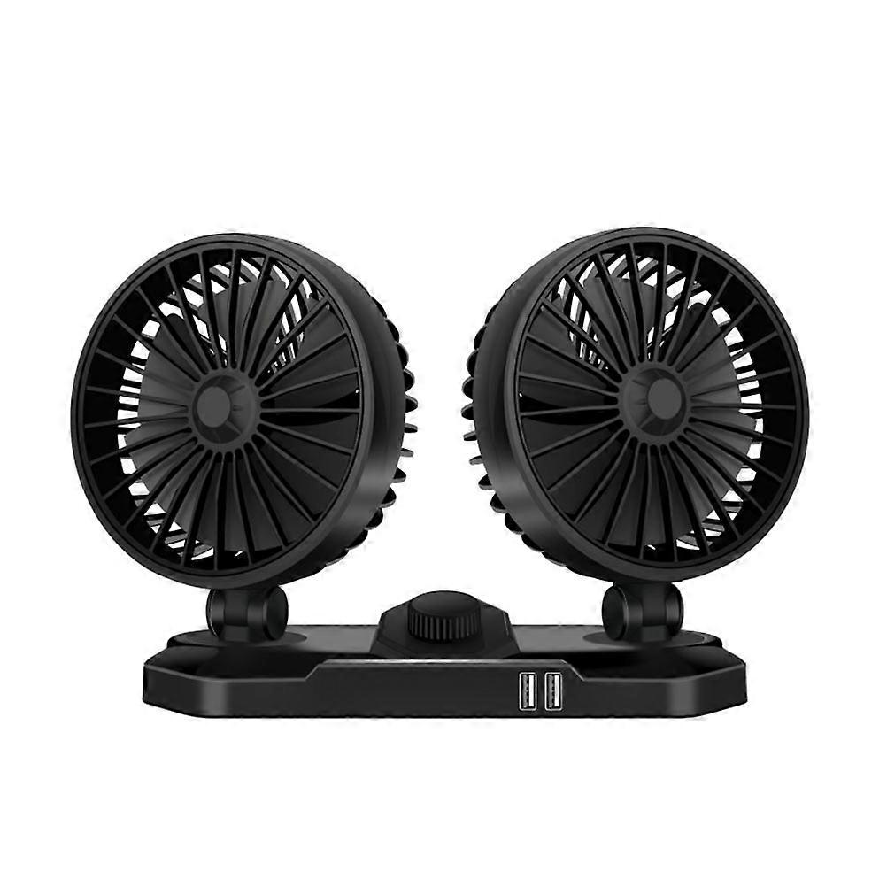 Car Electric Fan USB Double Head Rotating Adjustable Fan
