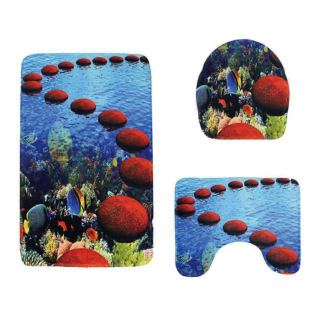 Closestool Cover Three Pieces Set with 3D Effect for Bathroom Use Multi