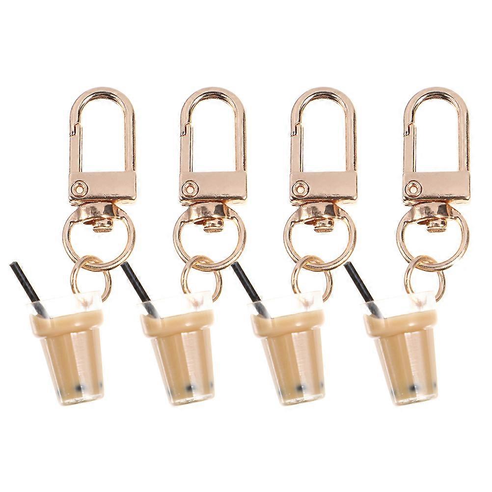 Creative Milk Tea Cup Keychain for Decoration Use 4Pcs Holder