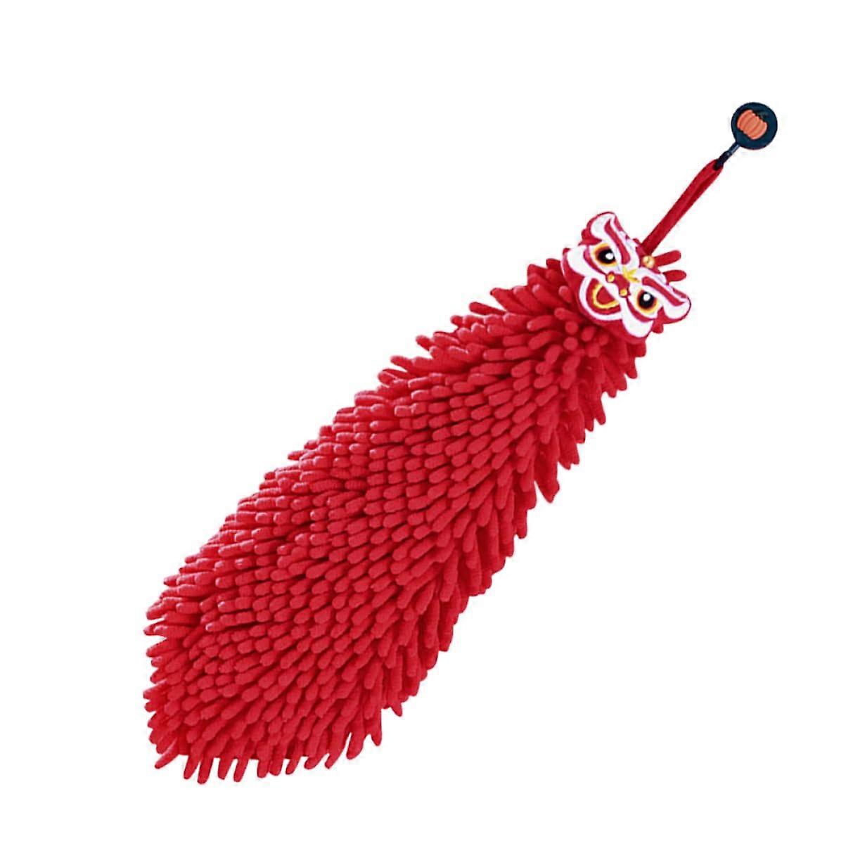 Quick Dry Chenille Hand Towel Soft Absorbent Hanging Design for Kitchen Bathroom Red