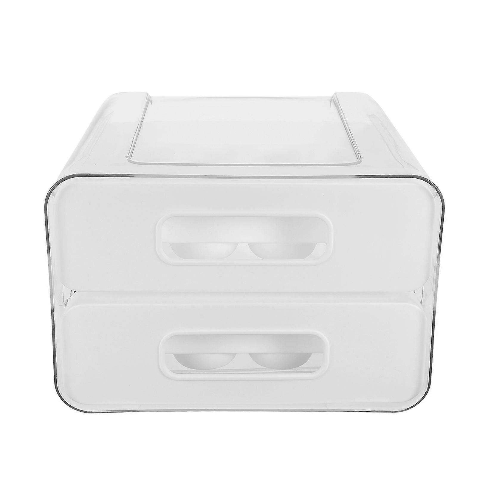 Drawer Type Egg Container: 32-Grid Fridge Clear Plastic Egg Tray - Reusable Storage Rack Organizer - Stackable For Refrigerator Holiday Gatherings