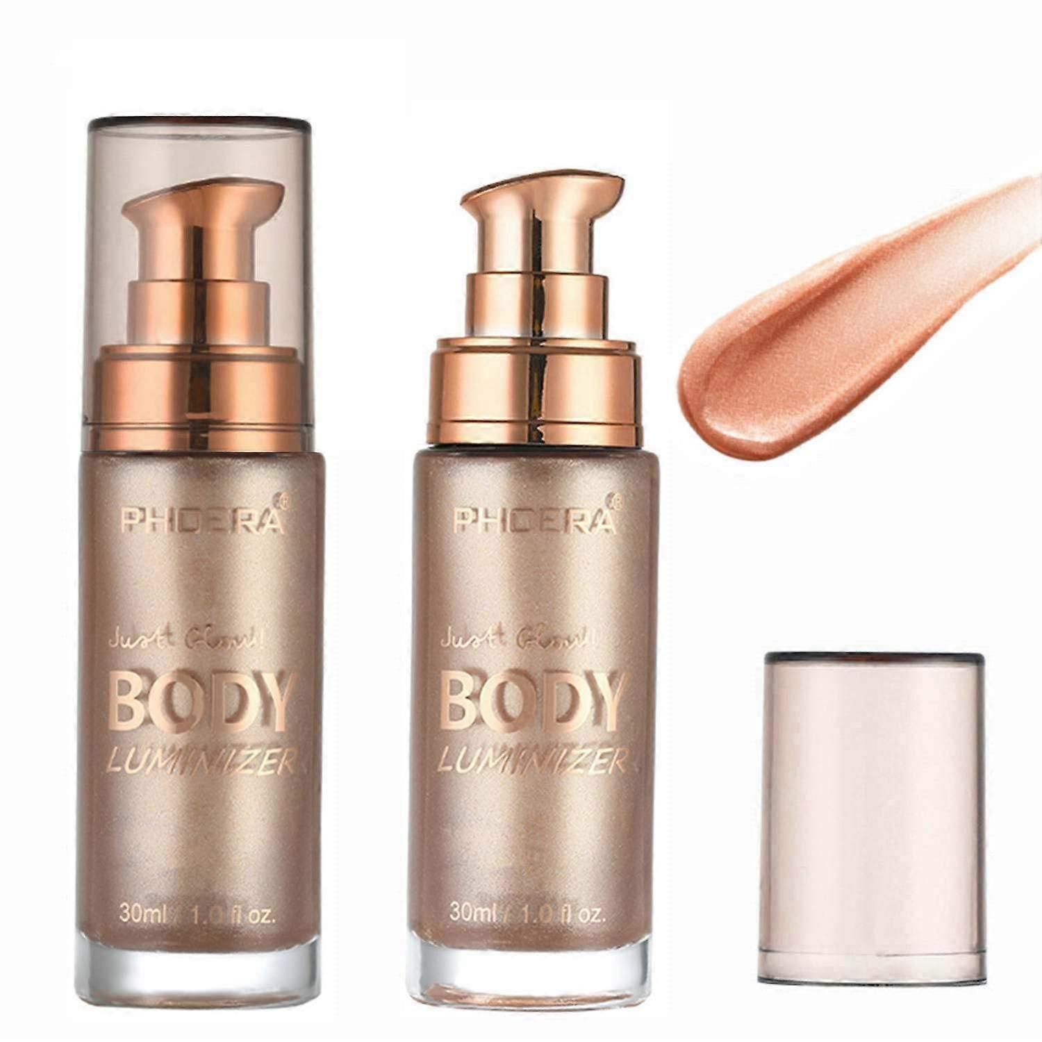 2Pcs Liquid Highlighter for Face and Body, Buildable Shimmer Glow, Lightweight Blendable Formula