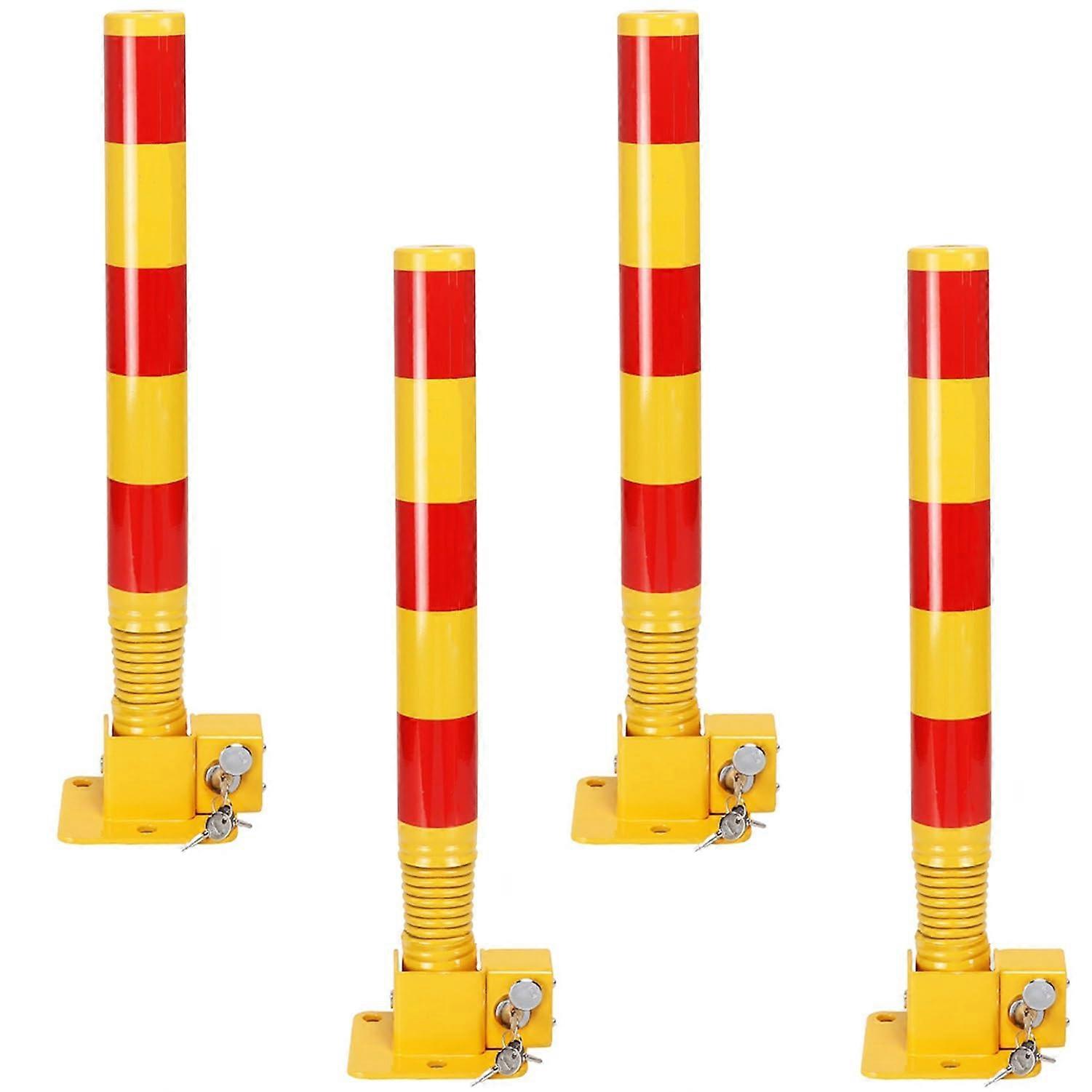 Lockable Parking Bollard with Automatic Locking, Foldable Heavy Duty Driveway Security Post