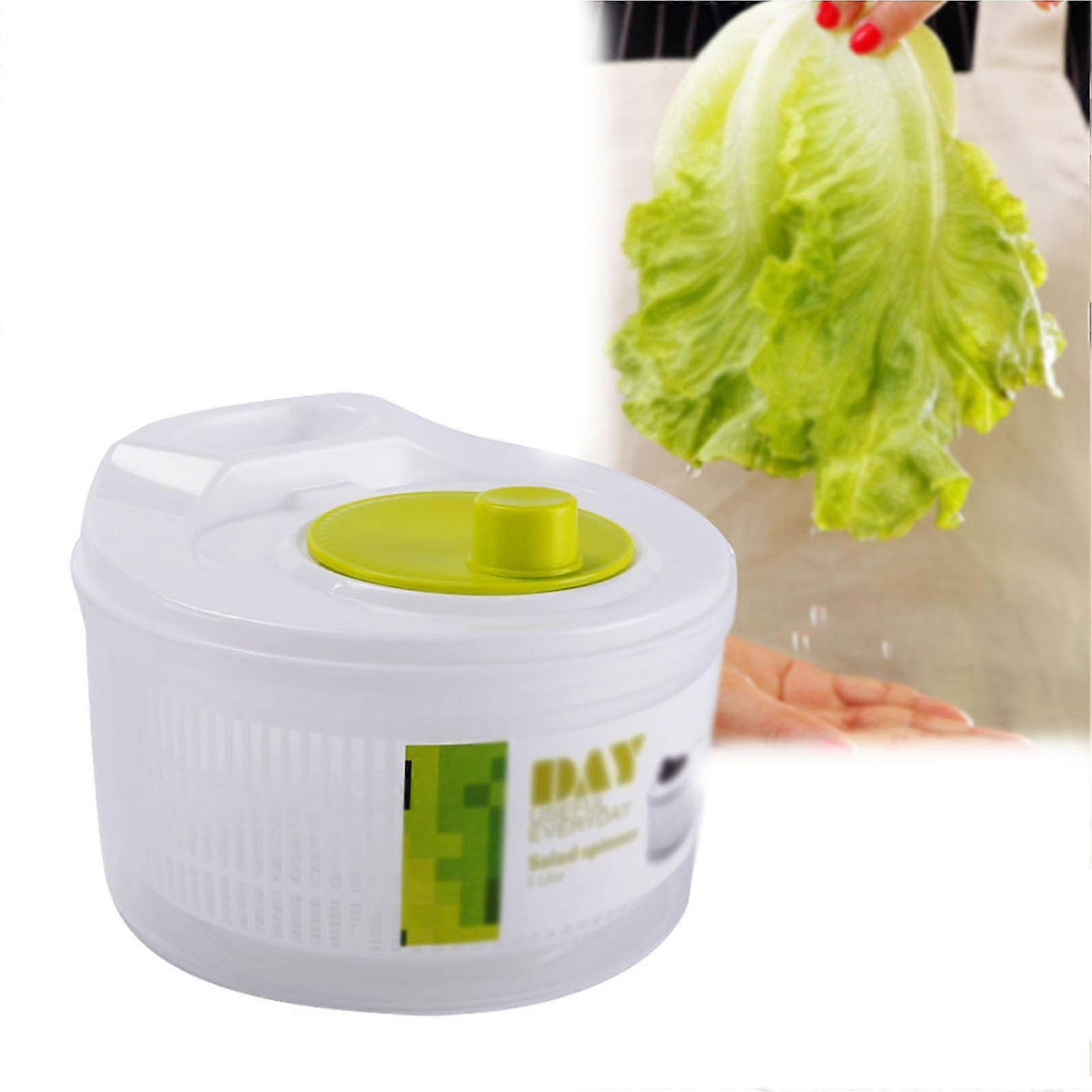 Salad Spinner Large Capacity Double Layer Vegetable Dryer with Quick Moisture Removal White Green