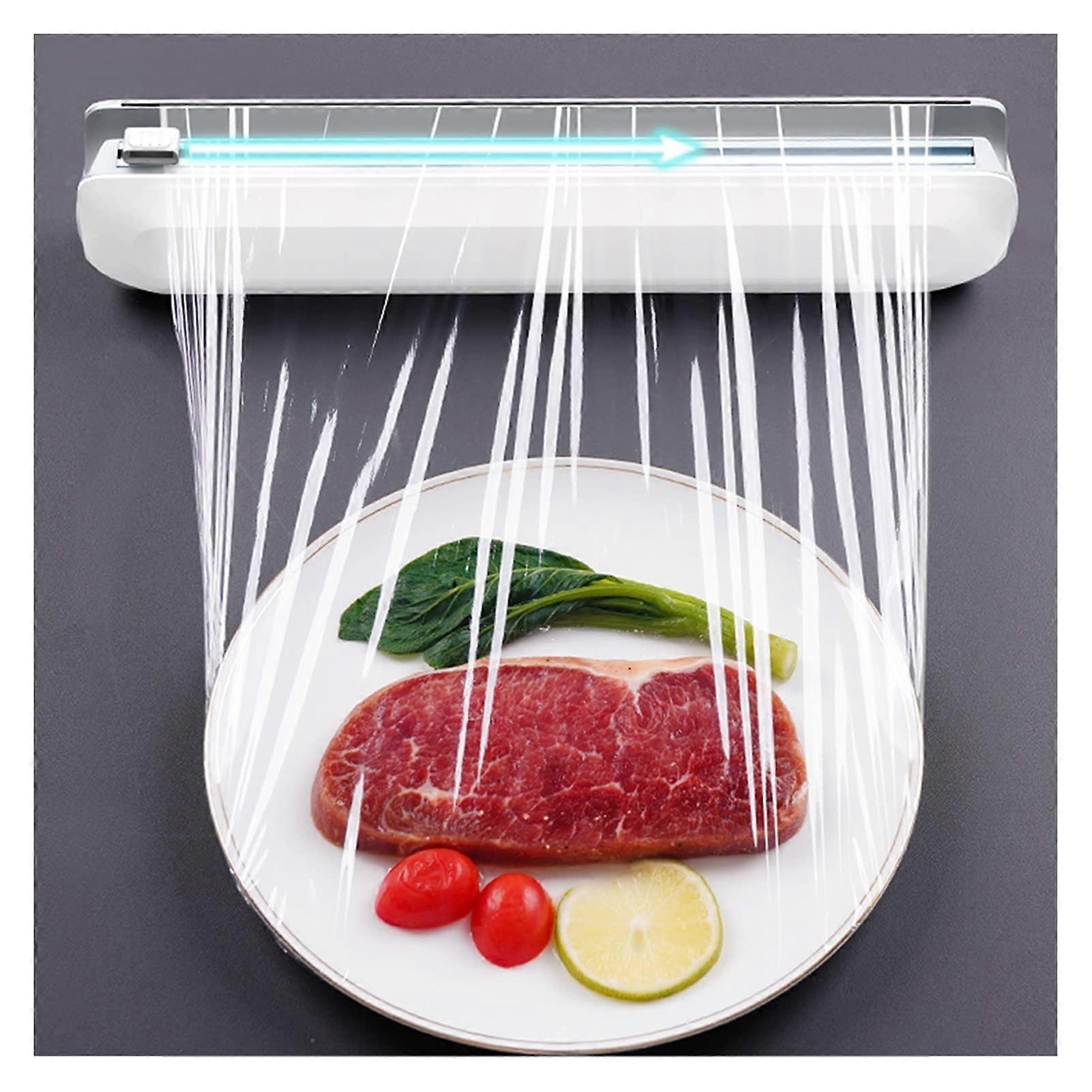 Cling Film Dispenser with Cutter 35cm, Precise Blade, Includes 5 Rolls, Reusable Storage Box