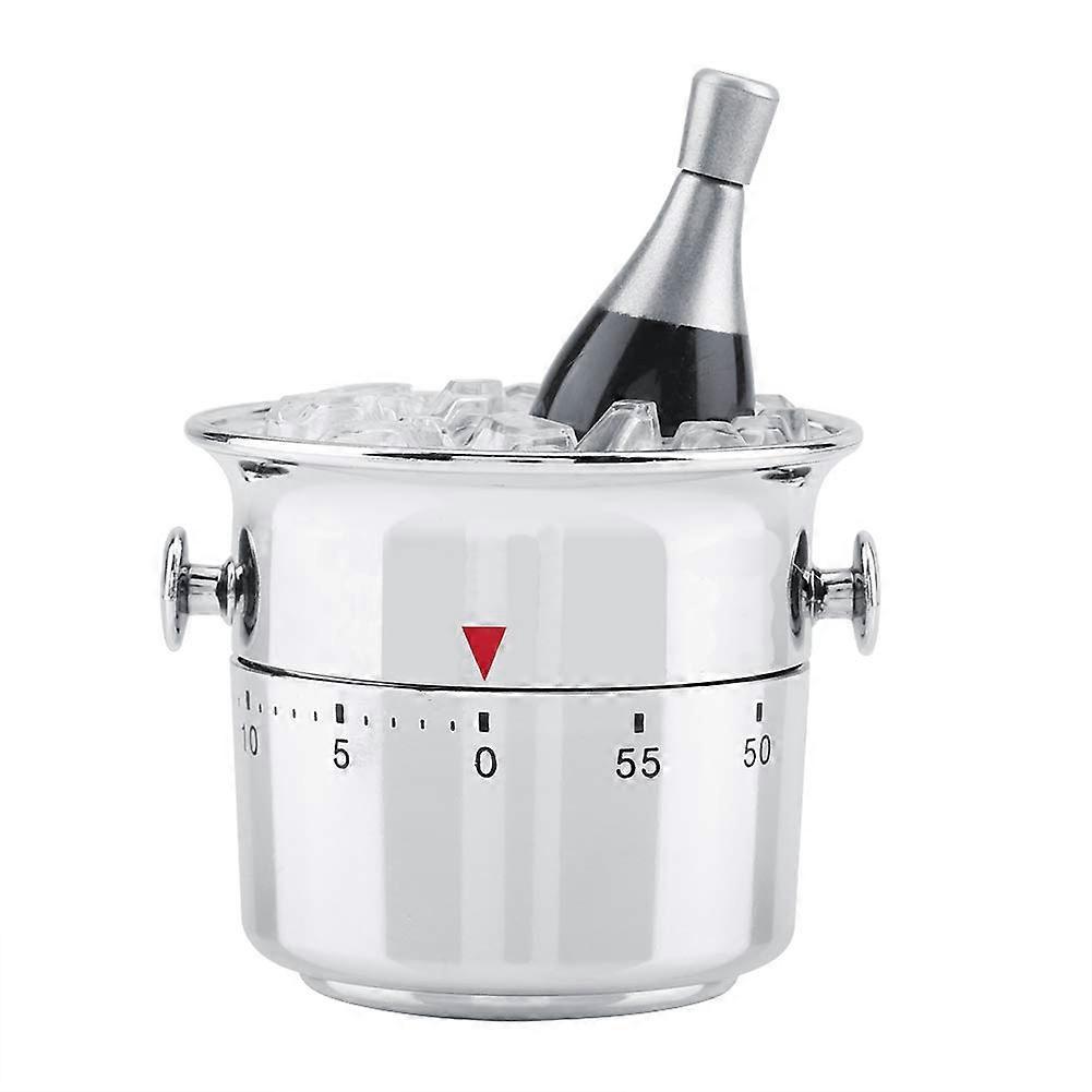 Stainless Steel 60Minute Kitchen Timer Bucket Shape Mechanical Wind Up RustResistant Cooking