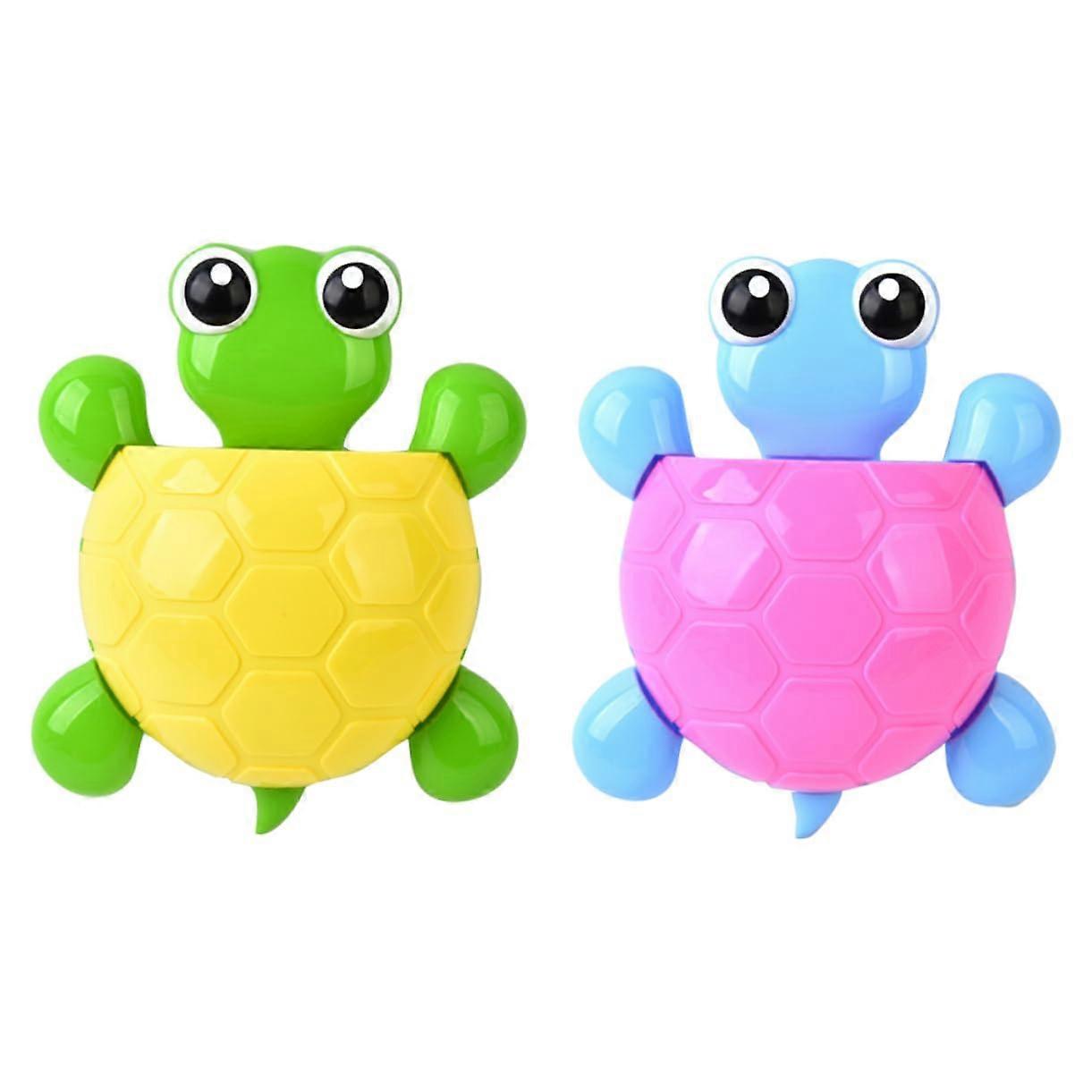 4pcs Cute Turtle Toothbrush Holder Wall Mounted Bathroom Organizer with Suction Cup Storage