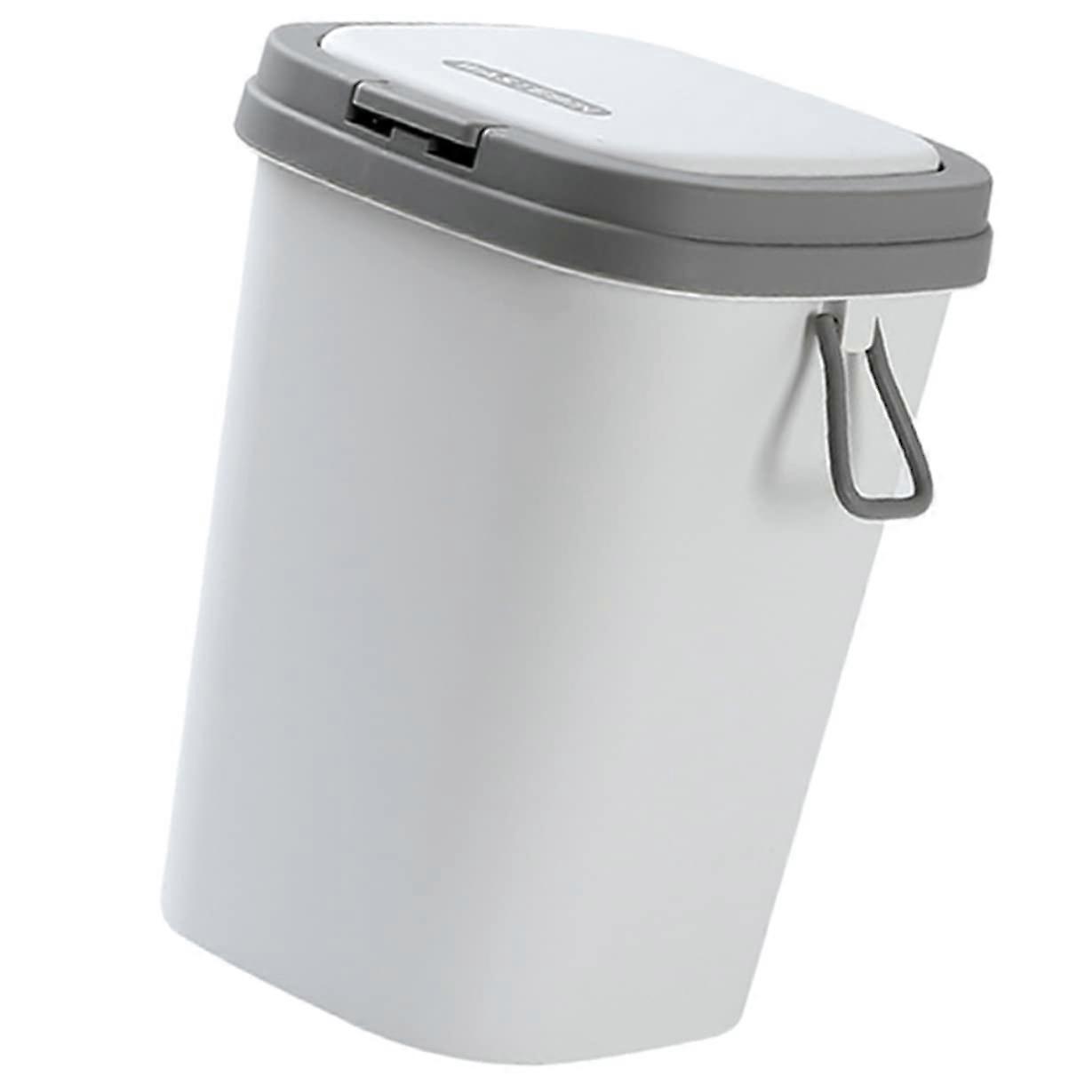 Small Trash Can with Lid for Bathroom Kitchen Office, Plastic Bin with Odor Control