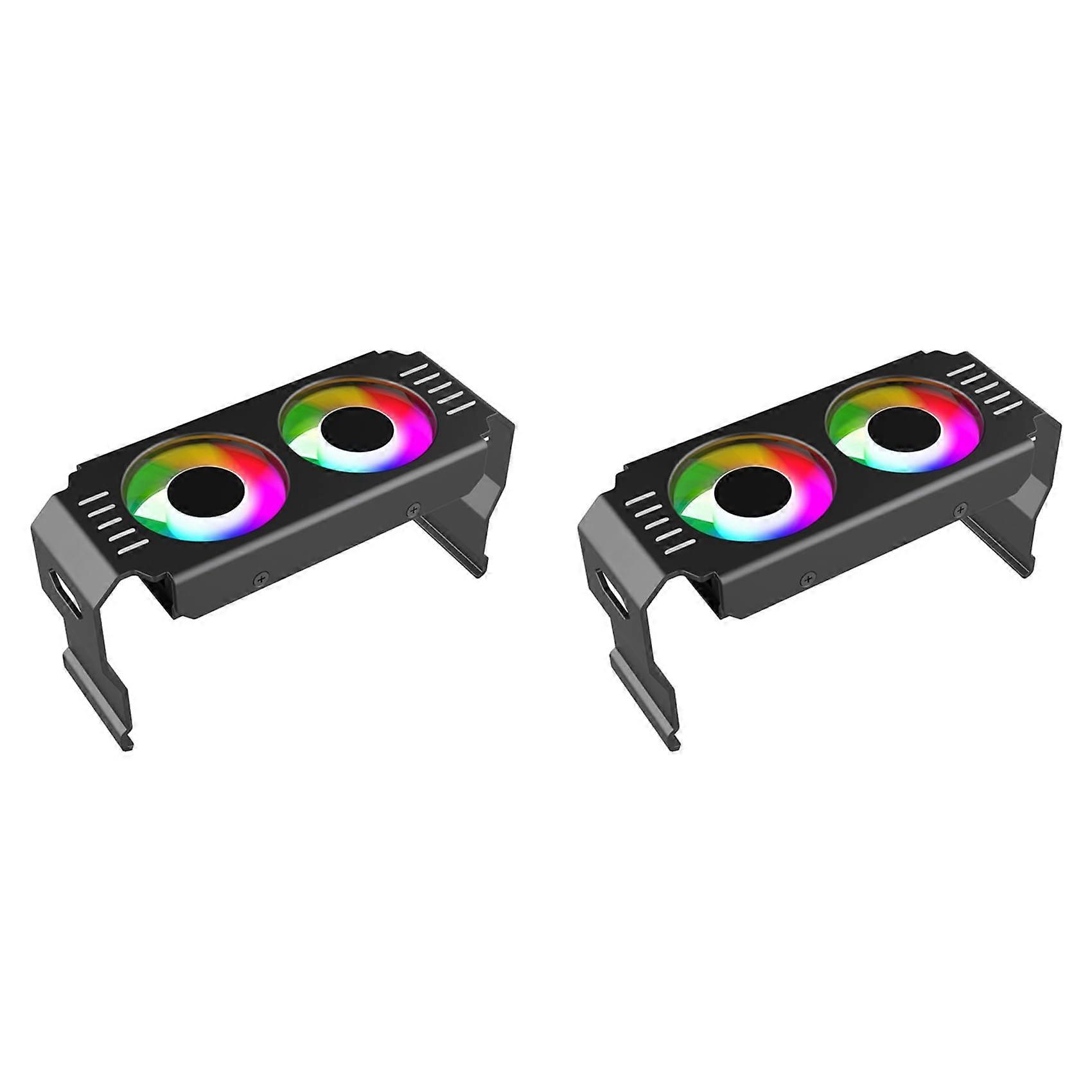 RGB RAM Cooler with Dual Fans, ARGB Sync Lighting, Low Noise 4Pin Memory Module Radiator