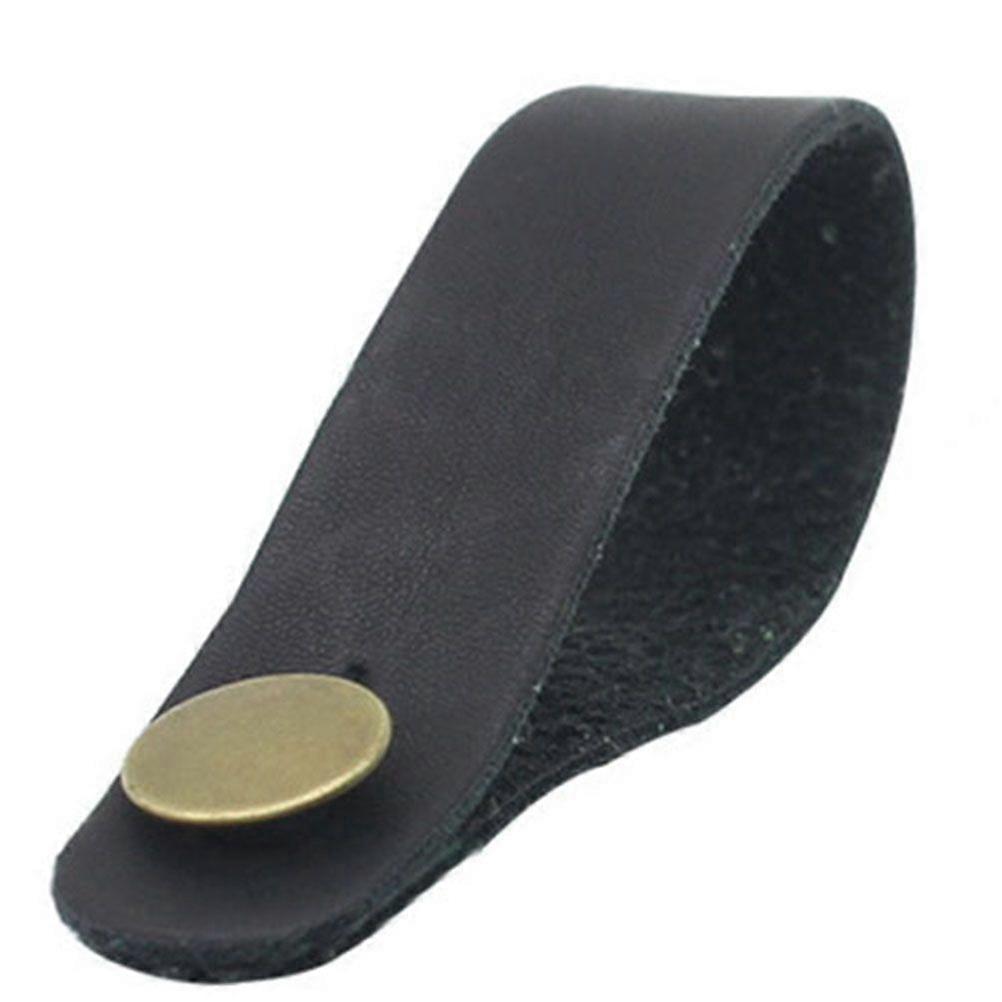 Leather Guitar Neck Strap Button Universal Guitar Headstock Strap Tie (Black)