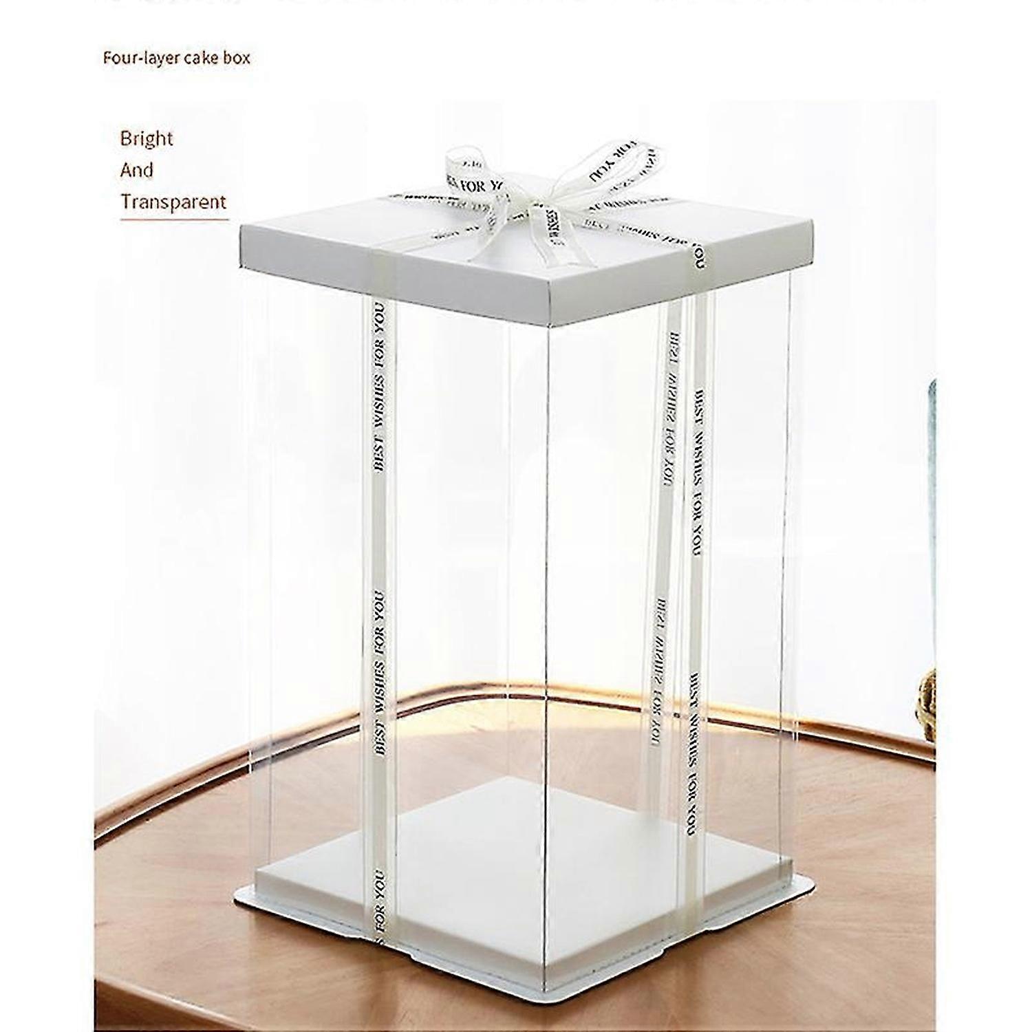 8 Inch Single Layer White Transparent Plastic Cake Box For Baking Packaging