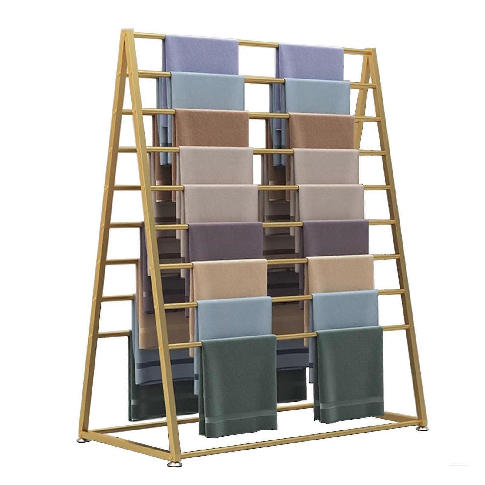 DoubleSided Scarf Rack Freestanding Multitier Iron Display Stand SpaceSaving Organizer Gold