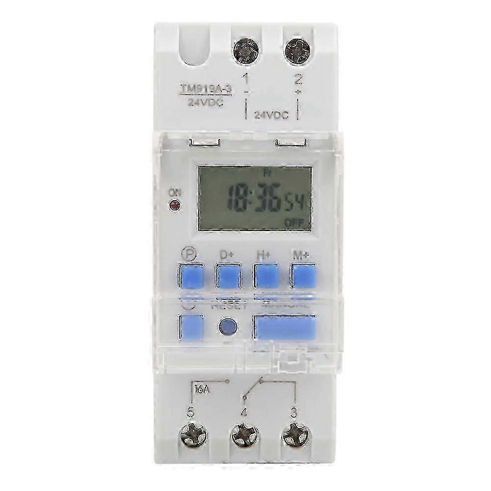 7-Day Programmable Timer Switch for TM919A-3, 24V DC 16A LCD Display