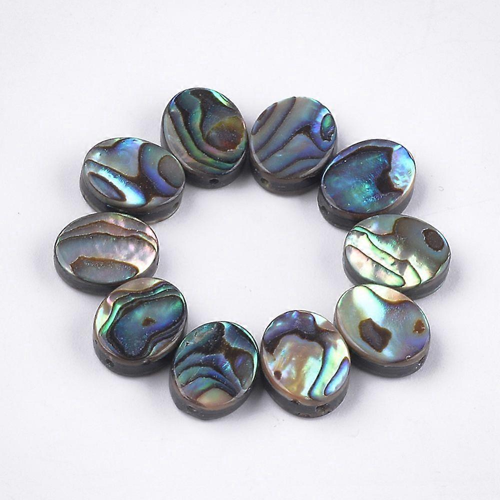 Abalone Shell/Paua Shell Beads Oval Dark Green 10x8x3.5~4mm Hole: 1mm