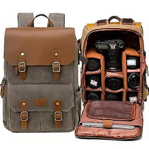 Waterproof Shockproof DSLR Camera Backpack with Laptop Compartment, Large Capacity Army Green