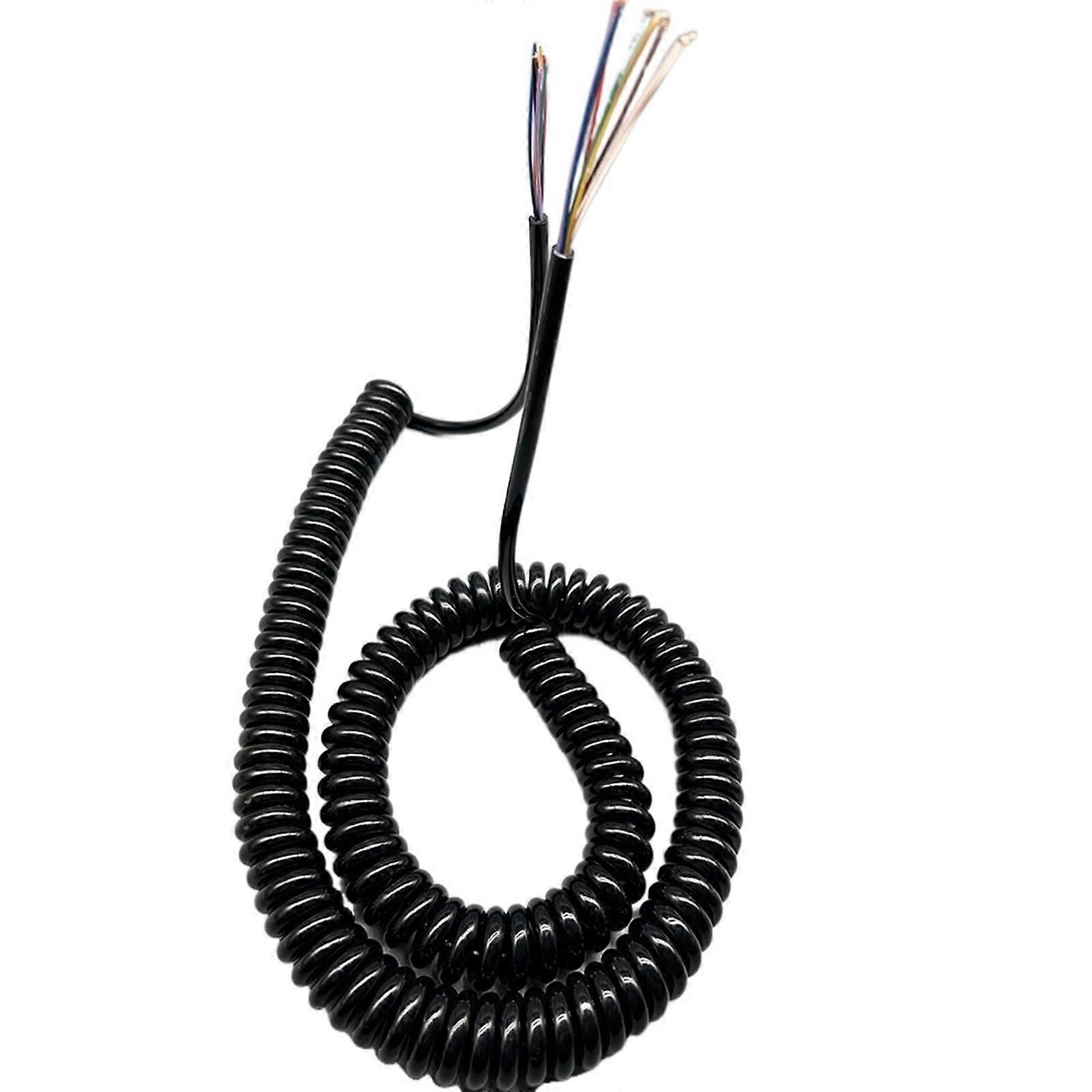 Coiled Power Cable 24AWG 9 Core  Elastic Polyurethane Spiral Wire 1.25m Oil Resistant