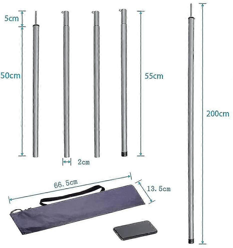2x79'' Tent Poles, Iron Adjustable Tarp Pole Support Rod
