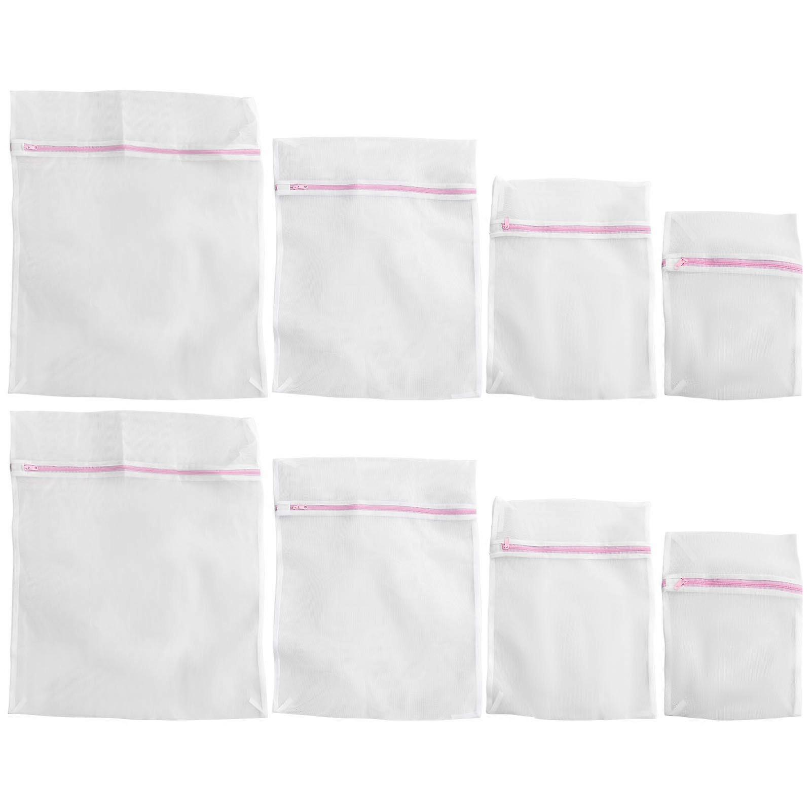 White Polyester Anti Tangle Laundry Bag for Washing Machine 8Pcs