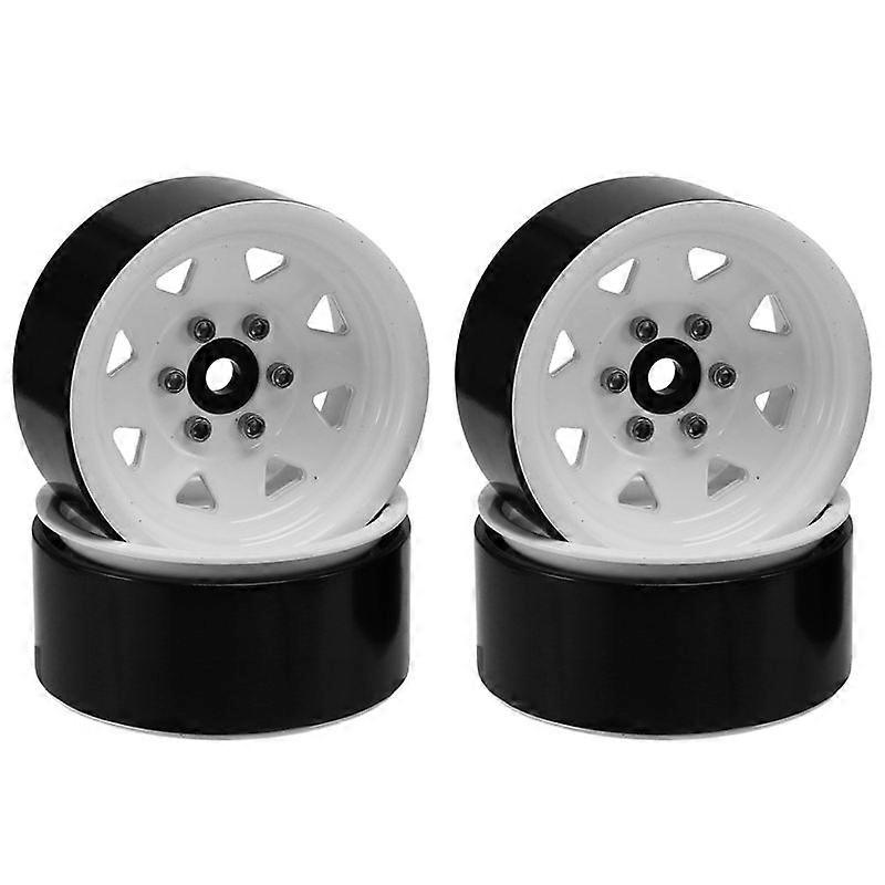 4PCS Metal Beadlock 1.9 Wheel Rim Wheel Hub Triangular Hole,White