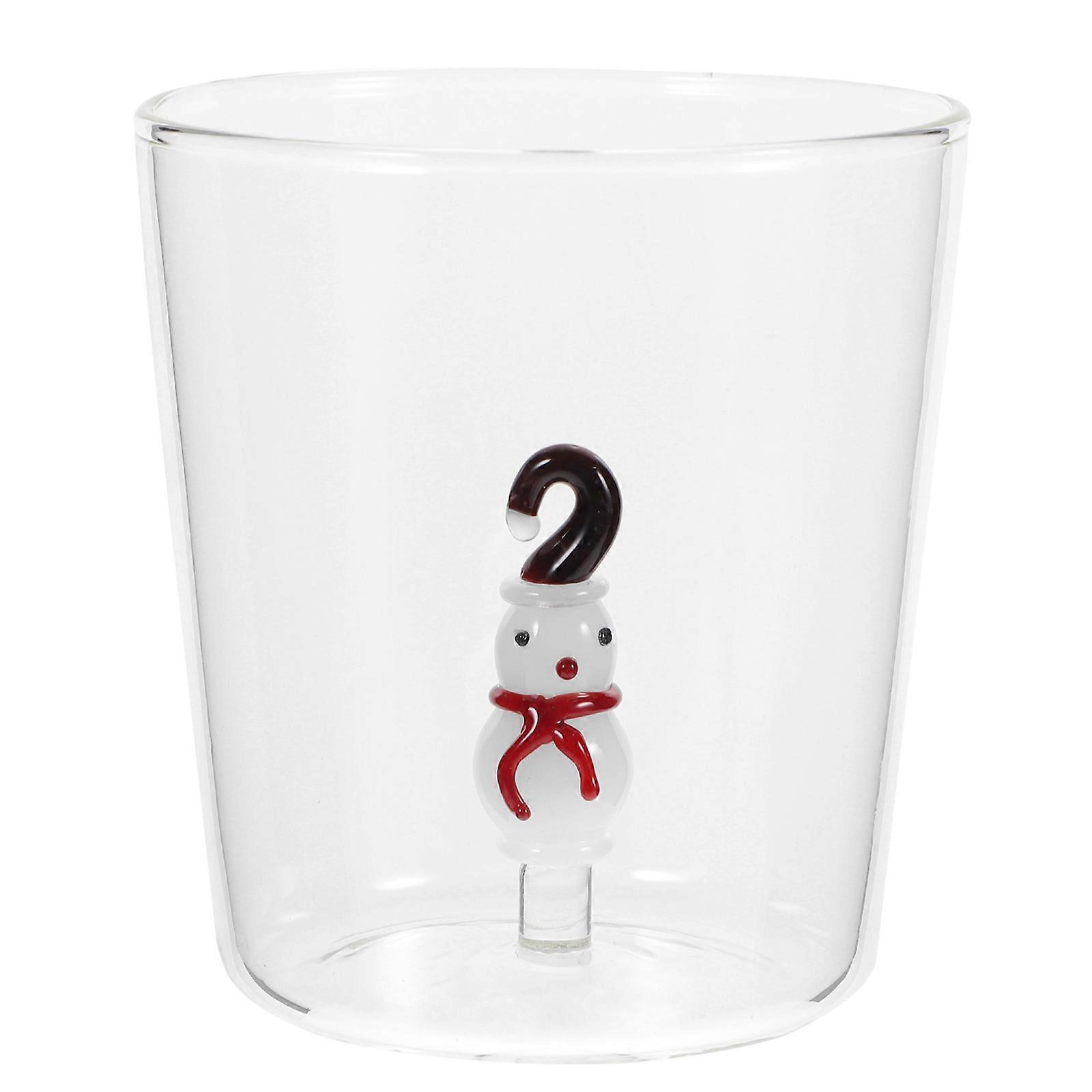 3D Drinking Glass with Snowman Decoration for Home Use 300Ml Cup