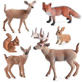 6 Pieces Woodland Animals Figures Forest Creatures Figurines Squirrel Deer Rabbit Family Figurines