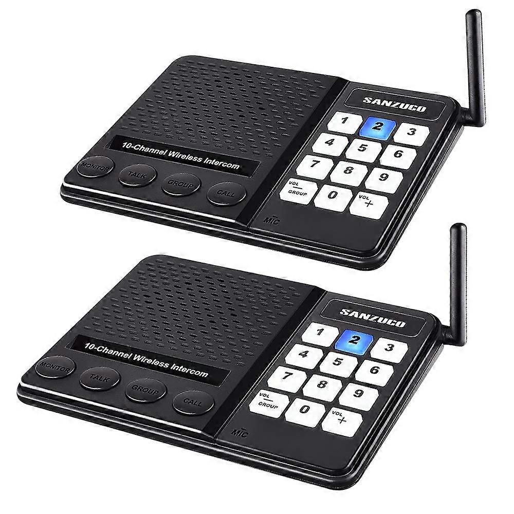 Wireless Intercom System 1 Mile Long Range with 10 Channels and Private Codes for Home Office 2 Pack