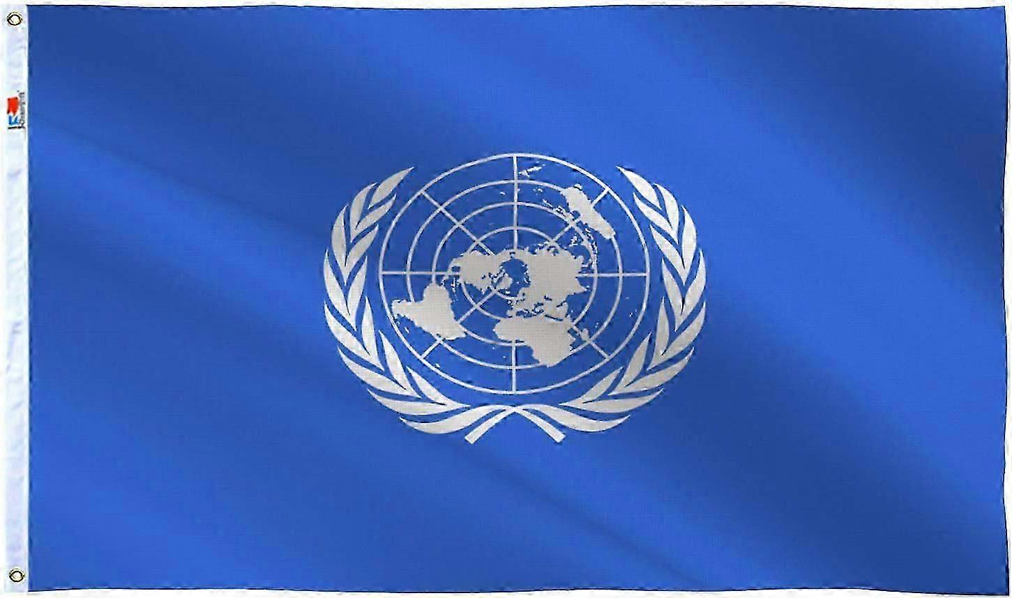 United Nations Flag 3x5 Ft Large, Both Sides 100D Polyester for