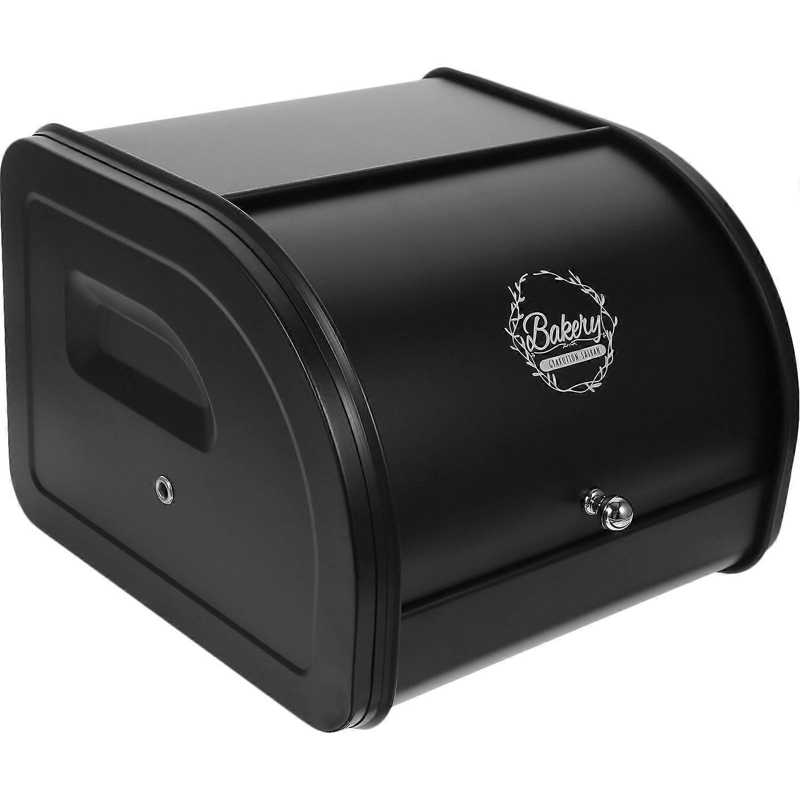 Bread Bin Storage Box for Kitchen Use Black Metal Bread Holder