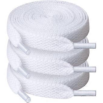 3 paar platte schoenveters, 5/16" brede schoenveters voor sportschoenen, hardloopschoenen, laarzen, wit, 30 inch