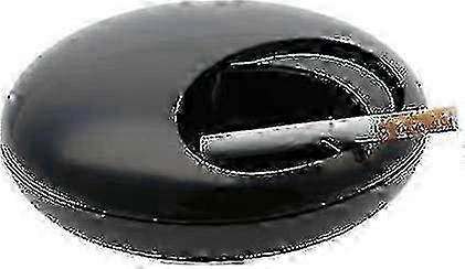 Kiesel-Aschenbecher mit Deckel (schwarz)