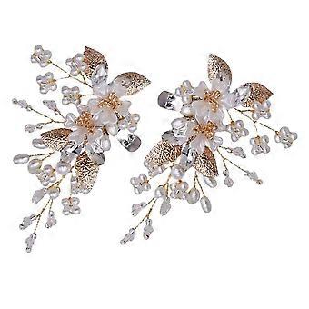 1Paar elegante Brautschuhschnallen Abnehmbare Schuhclips Perlenblume Schuhschnallen