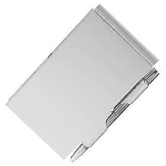 Carnet de poche en métal avec stylo, mini bloc-notes en métal déchirable, support pour bloc-notes de bureau