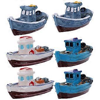 Kit de décoration miniature de bateau de plage (6 pièces) pour la maison et le jardin