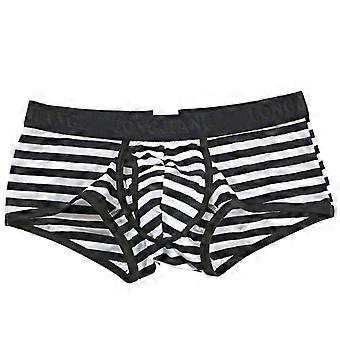 Men Underwear Stripe Side Opening Sexy Mid Rise Boxer Underpants for Bathroom