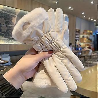 Guantes de invierno para mujer, gruesos, de felpa, con pantalla táctil, cálidos, para montar en bicicleta, esquiar en la montaña y a prueba de viento [MI]