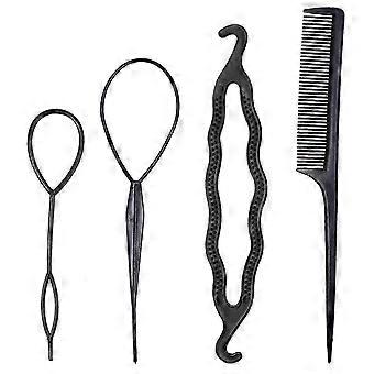4pcs Holder Clip Roll Bun Hair Braid Ponytail Maker Fashion Hair Design Styling Tools Accessories Hairdress Kit Set