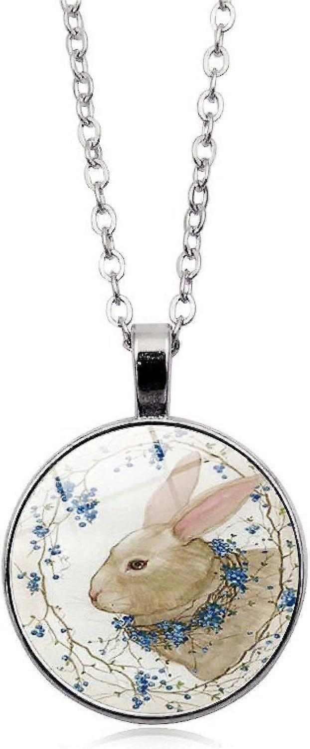 Retro Easter Rabbit Time Gem Pendentif Collar Charming Pull Channel Mode Chaingold)