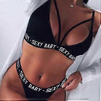 Sexy Baby Nightwear Women Underwear Push Up Bra + Thong Sleepwear Lingerie Set_Lucky_B