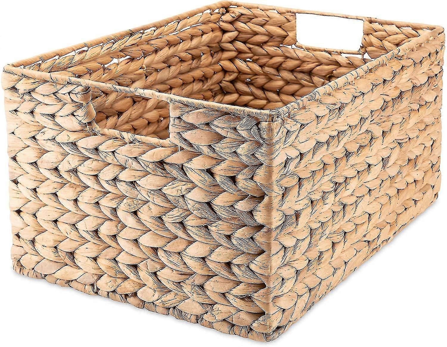 Water Hyacinth Woven Rectangular Storage Basket L