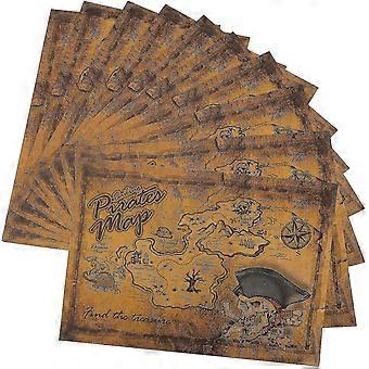 10stk Piratskat Kort Skattejagt Spil Kort Halloween Pirate Party Forsyninger SHZNV