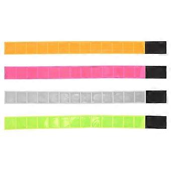 4pcs Reflective Safety Armband For Cycling Running Night Walking - High Visibility Pvc Wristbands With Sticky Band Cuttable Tape Strips For Bike Leg S