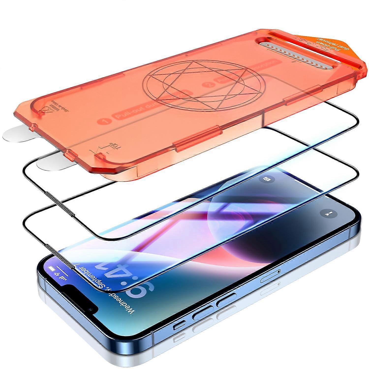Screen Protector Tempered Glass 2 Pack AutoAlignment HD Clear AntiScratch Bubble CaseFriendly for iPhone 14 Plus