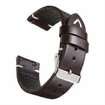 Genuine Leather Watch Strap with Tang Buckle, Handmade Calfskin Band, Oil Wax Finish, for Men Women, Christmas Thanksgiving Father's Day Gift