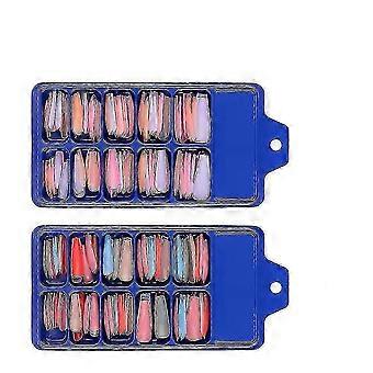 200 Stück extra lange Acryl-Press-On-Nägel, einfarbig, vollflächig, Sargform, künstliche Nägel