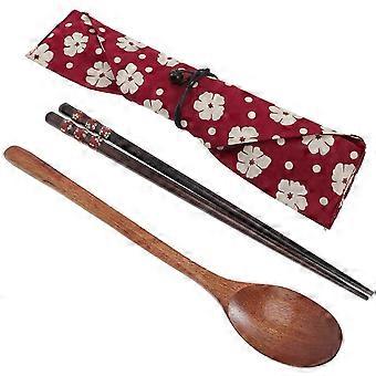 Tableware Set 1 Set Japanese Style Wooden with Spoon and Chopsticks for Camping