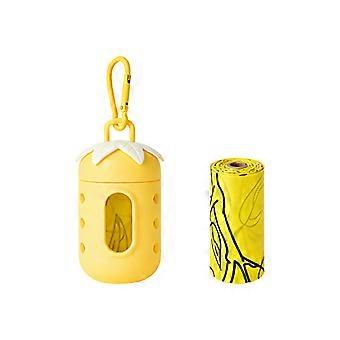 Portable Leash Clip Waste Bag Holder for Dog Owners, Refillable PVC Poop Bag Dispenser with 15 Bags for Outdoor Cleanups  Yellow