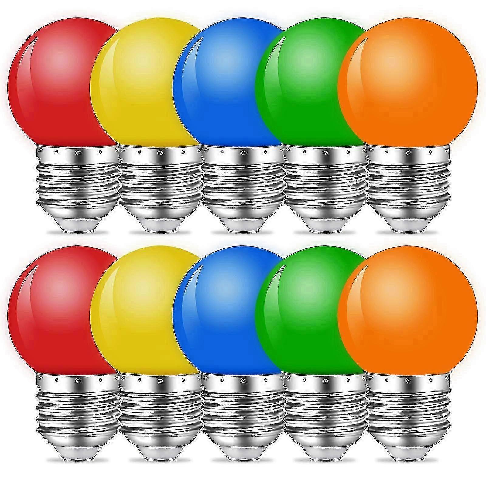 10 Pack 1W E27 G45 Colored LED Bulbs for Party Christmas String Lights