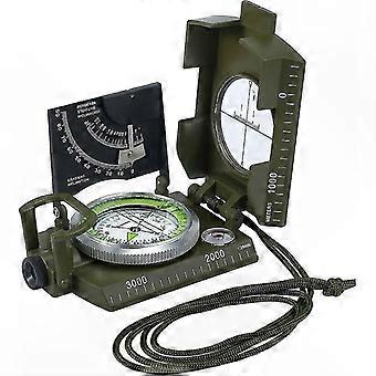 Boussole en métal de style militaire avec sac de transport pour la randonnée, le camping, la chasse et l’exploration en plein air - Vert