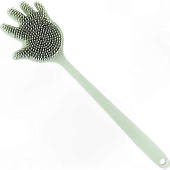 Siliconen dubbelzijdige rugborstel met lang handvat, ultrazachte borstelharen voor mannen en vrouwen, accessoire voor bad- en douchemassager